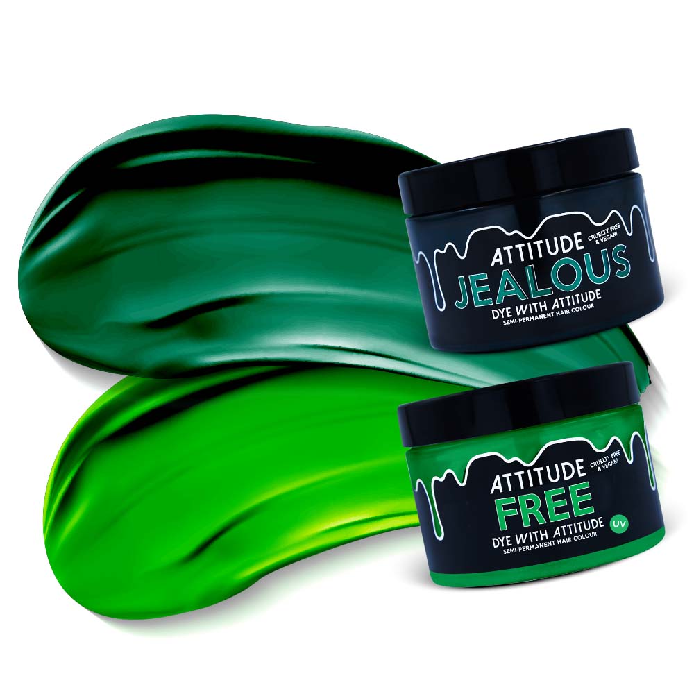 Attitude Hair Dye - GREEN WITH ENVY Duo Semi permanent hair dye combi - Green